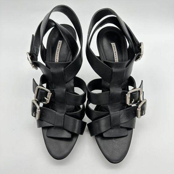 VERA WANG LAVENDER Hunter Green Strappy 4.5" SANDALS Heels Size 9M - Picture 2 of 6